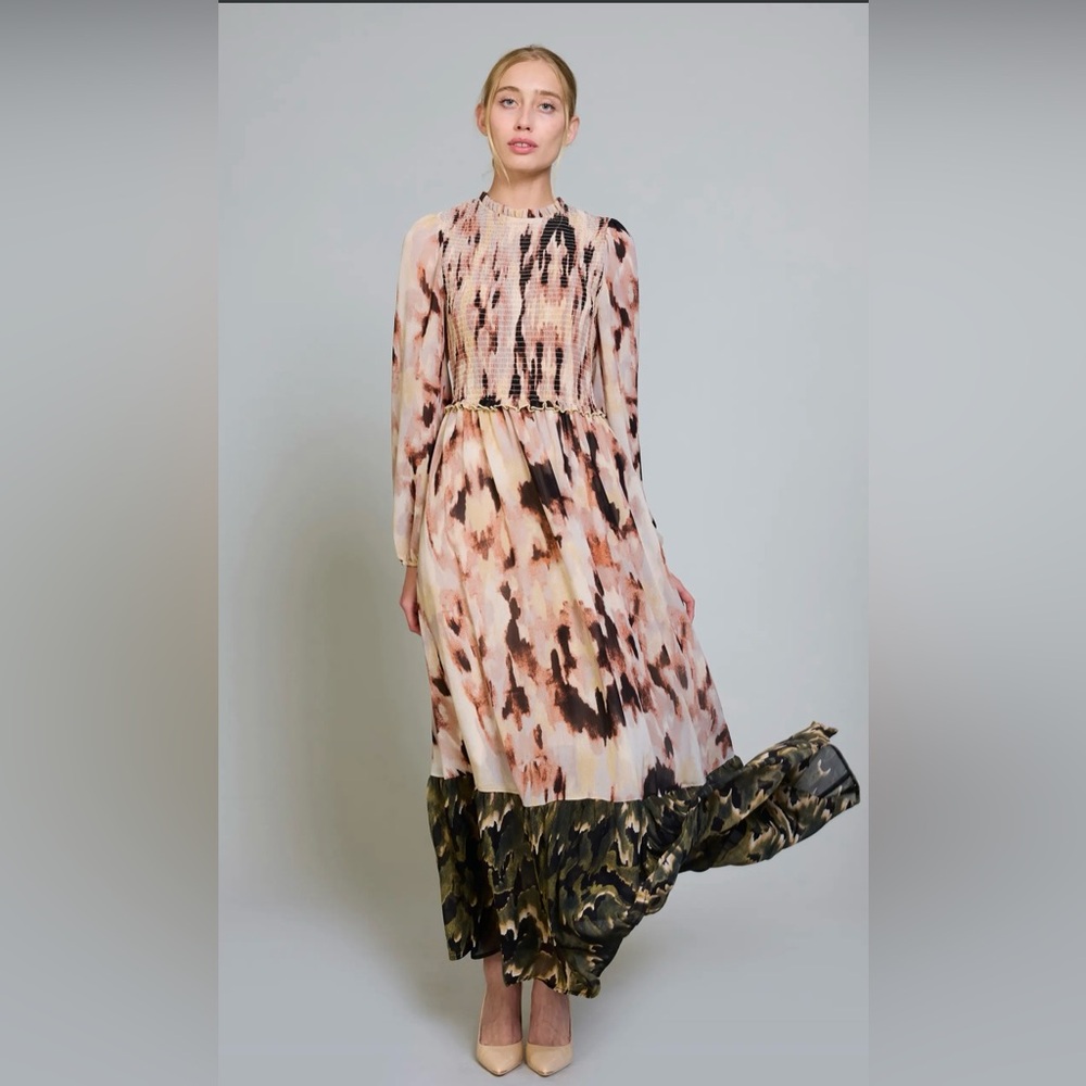 Melloday Nordstrom Chiffon Long Sleeve Maxi Dress L - Picture 4 of 7